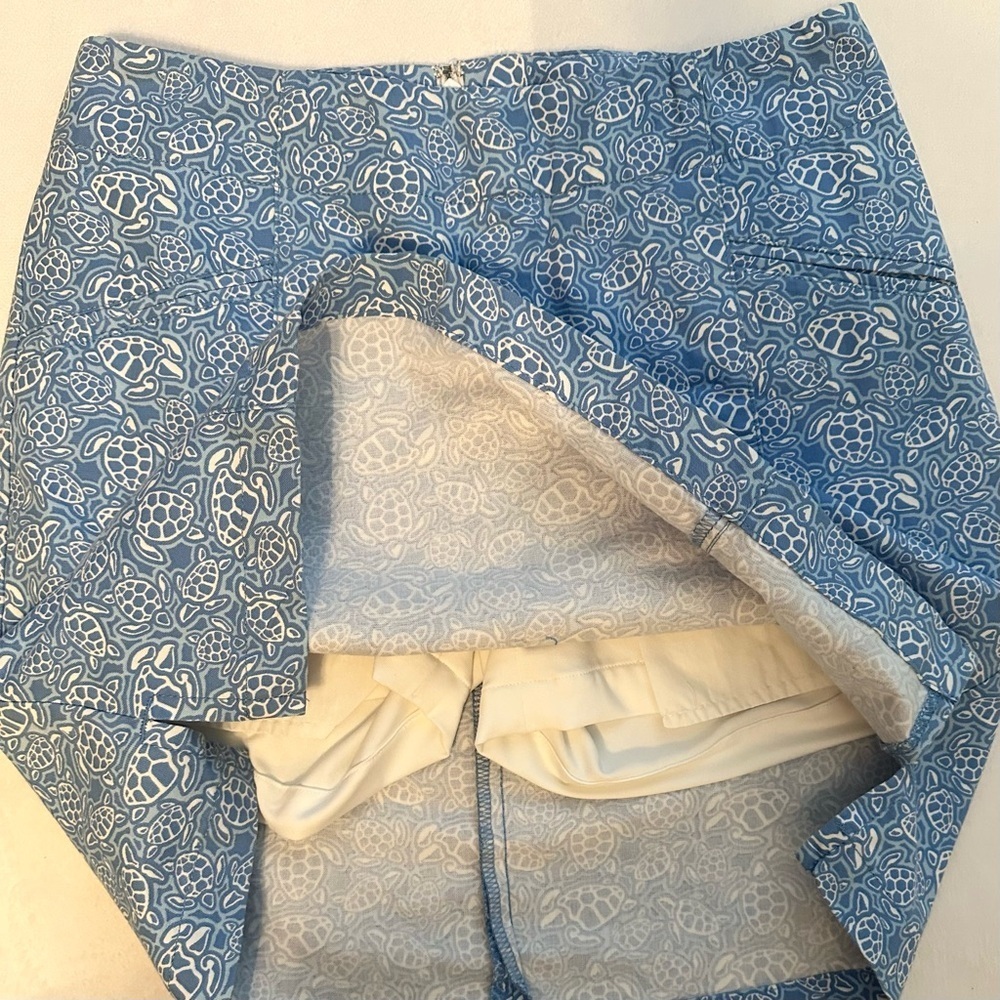 Vineyard Vines Cotton Blue White Sea Turtle Print Fully Lined Mini Skort 0 NEW - Picture 3 of 7